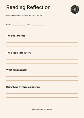 Reading Reflection · Gallery 2 worksheet template