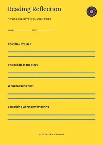 Reading Reflection · Stencil worksheet template