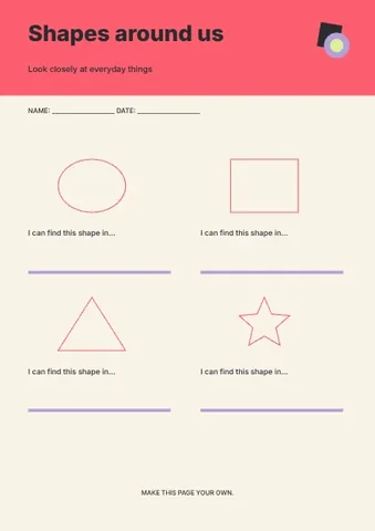 Shapes around us · Bold worksheet template