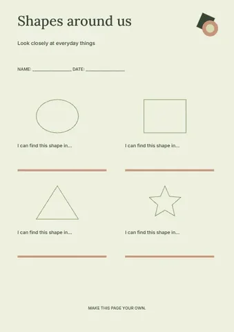 Shapes around us · Botanical worksheet template