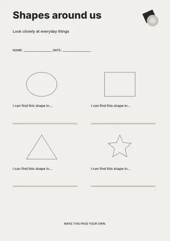 Shapes around us · Monochrome worksheet template