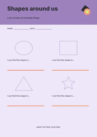 Shapes around us · Playful worksheet template