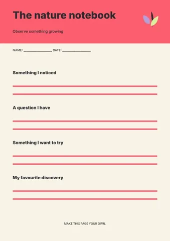 The nature notebook · Bold worksheet template