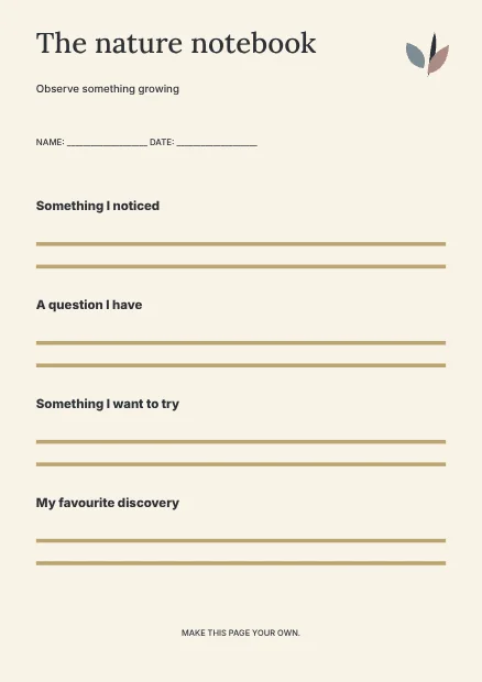 The nature notebook · Elegant worksheet template