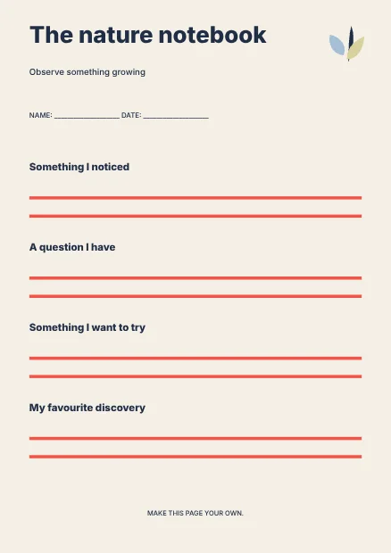 The nature notebook · Swiss worksheet template