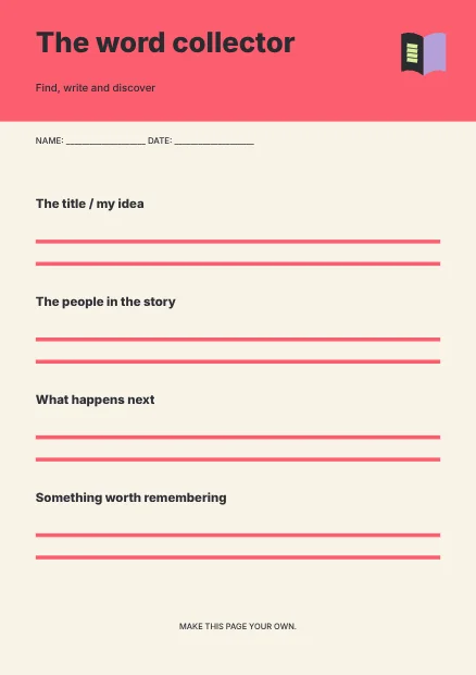 The word collector · Bold worksheet template