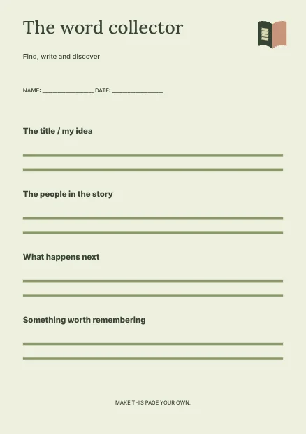 The word collector · Botanical worksheet template