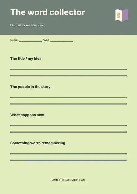 The word collector · Geometric worksheet template