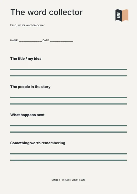 The word collector · Minimal worksheet template