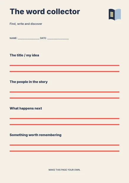 The word collector · Swiss worksheet template
