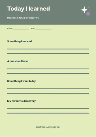 Today I learned · Geometric worksheet template