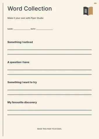 Word Collection · Terrace worksheet template