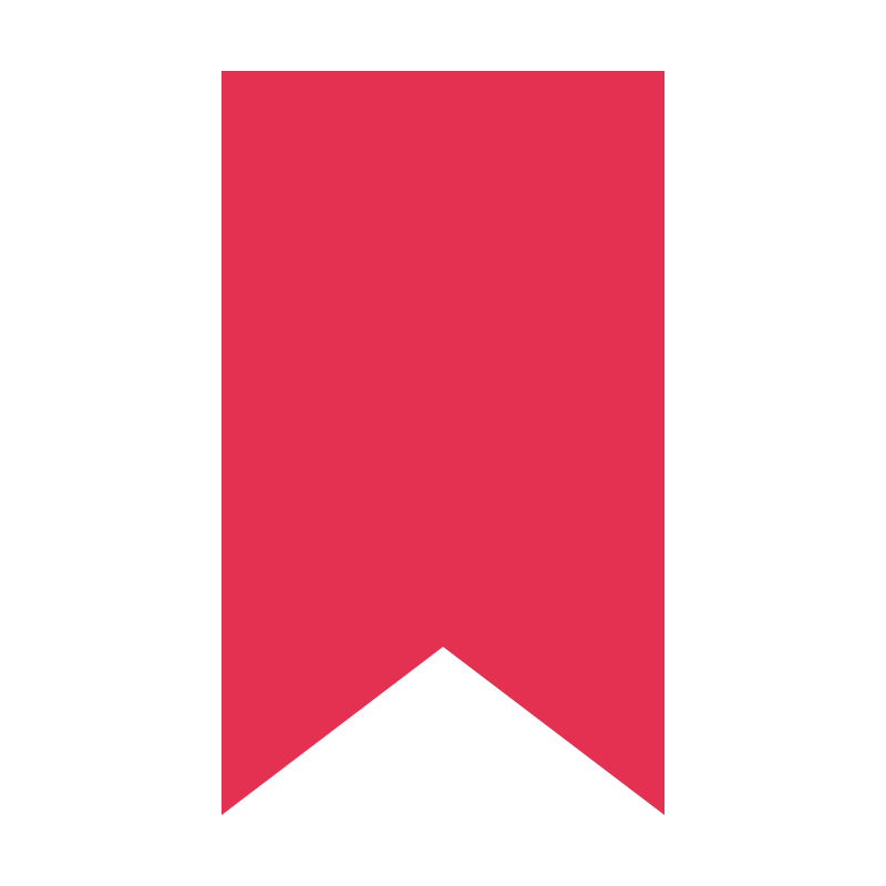 A red vertical ribbon with a triangular cut in its lower edge.