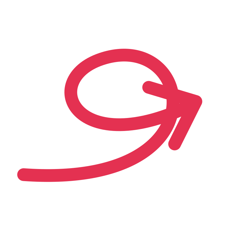 A red line loops around itself before ending in an arrow pointing right.