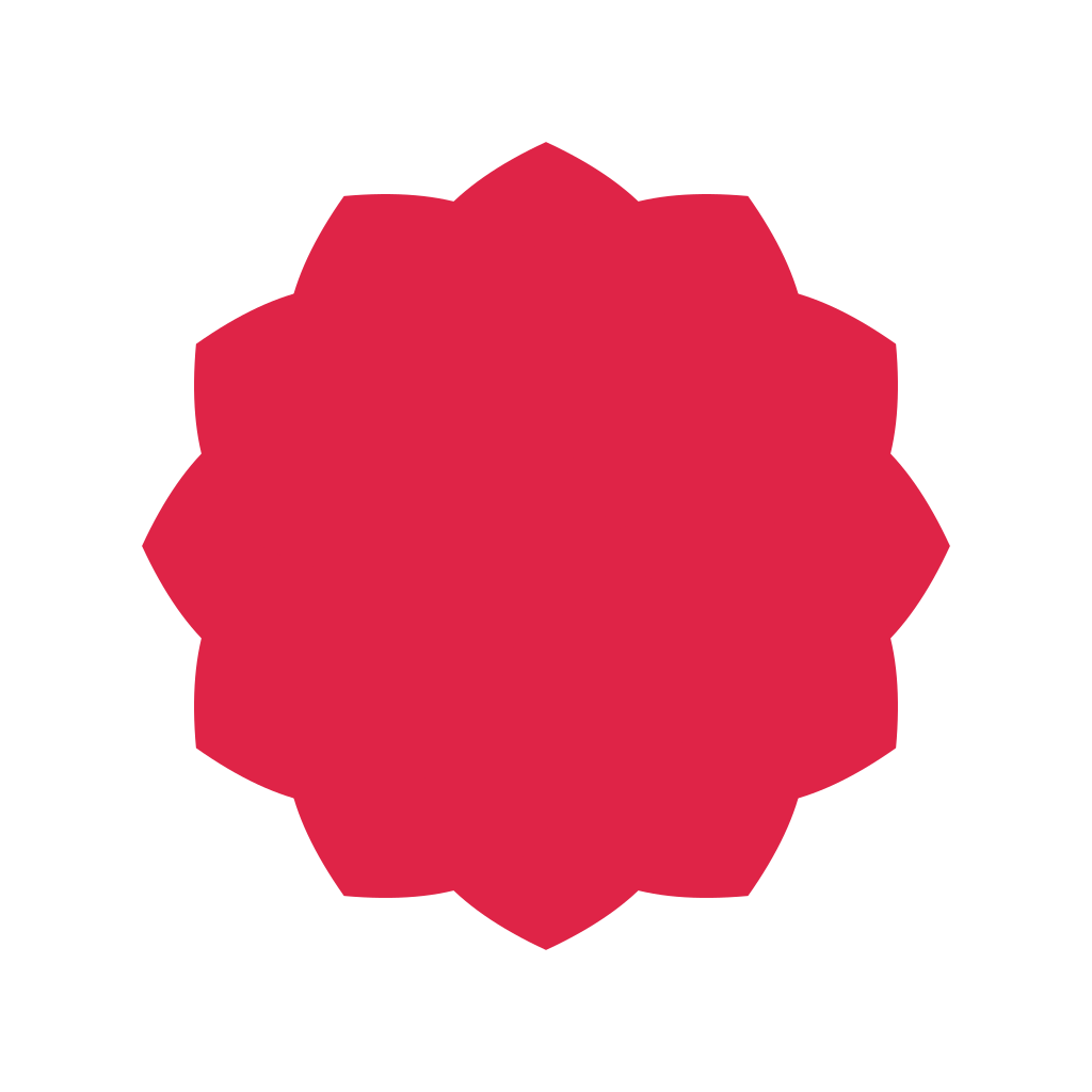 A radial flower has 12 pointed petals arranged around a circular centre.