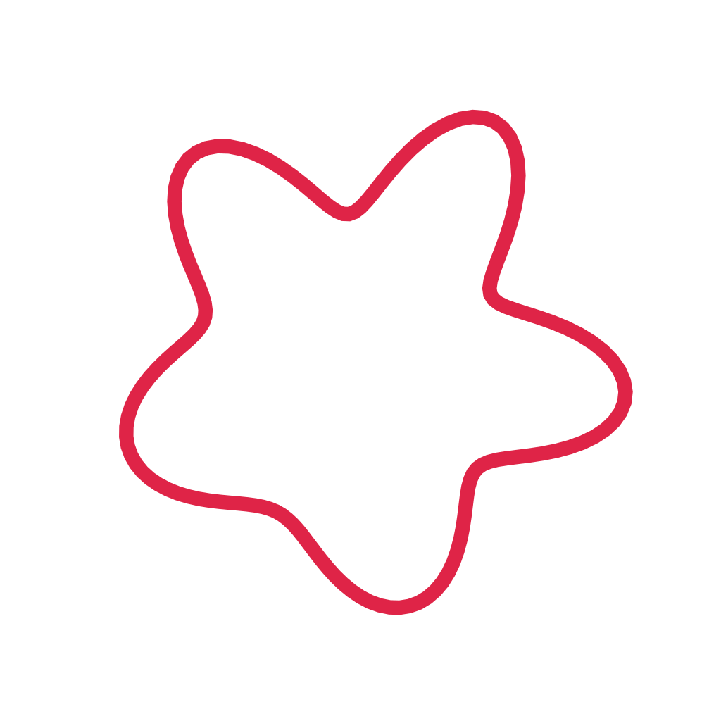 An organic ripple form has 5 broad lobes and a smoothly varying outline.