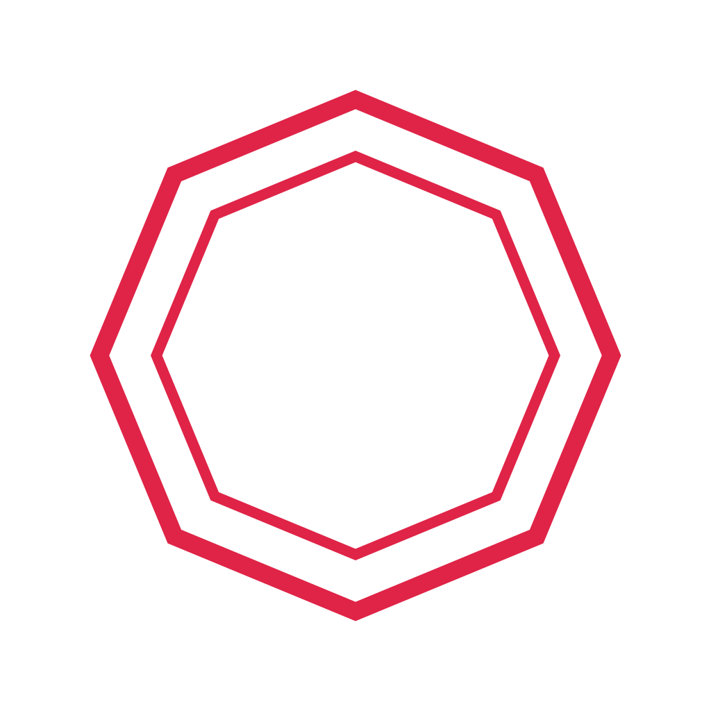 A 8 sided geometric frame uses two nested outlines.