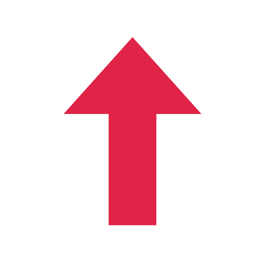 A block arrow points up with open space around its edges.