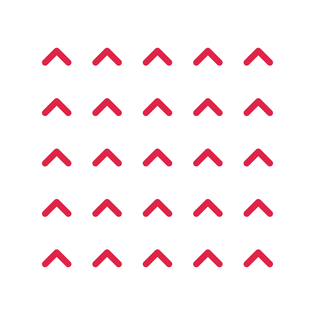 A 5 by 5 arrangement of chevron grid marks leaves transparent space between the motifs.
