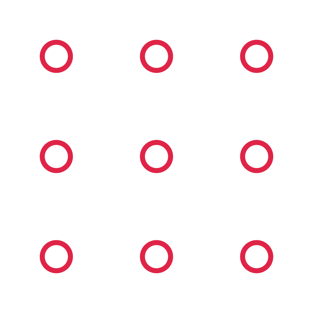 A 3 by 3 arrangement of circle grid marks leaves transparent space between the motifs.