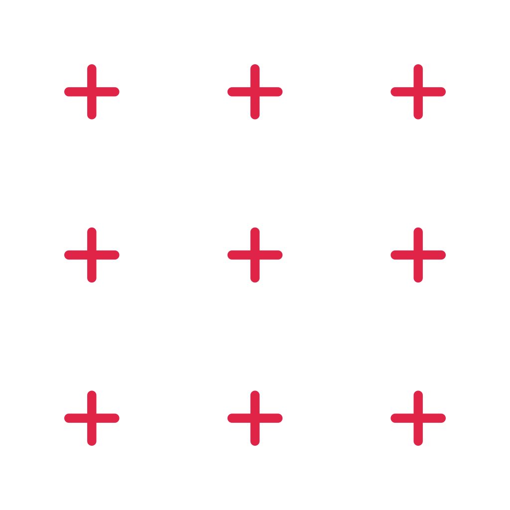 A 3 by 3 arrangement of cross grid marks leaves transparent space between the motifs.