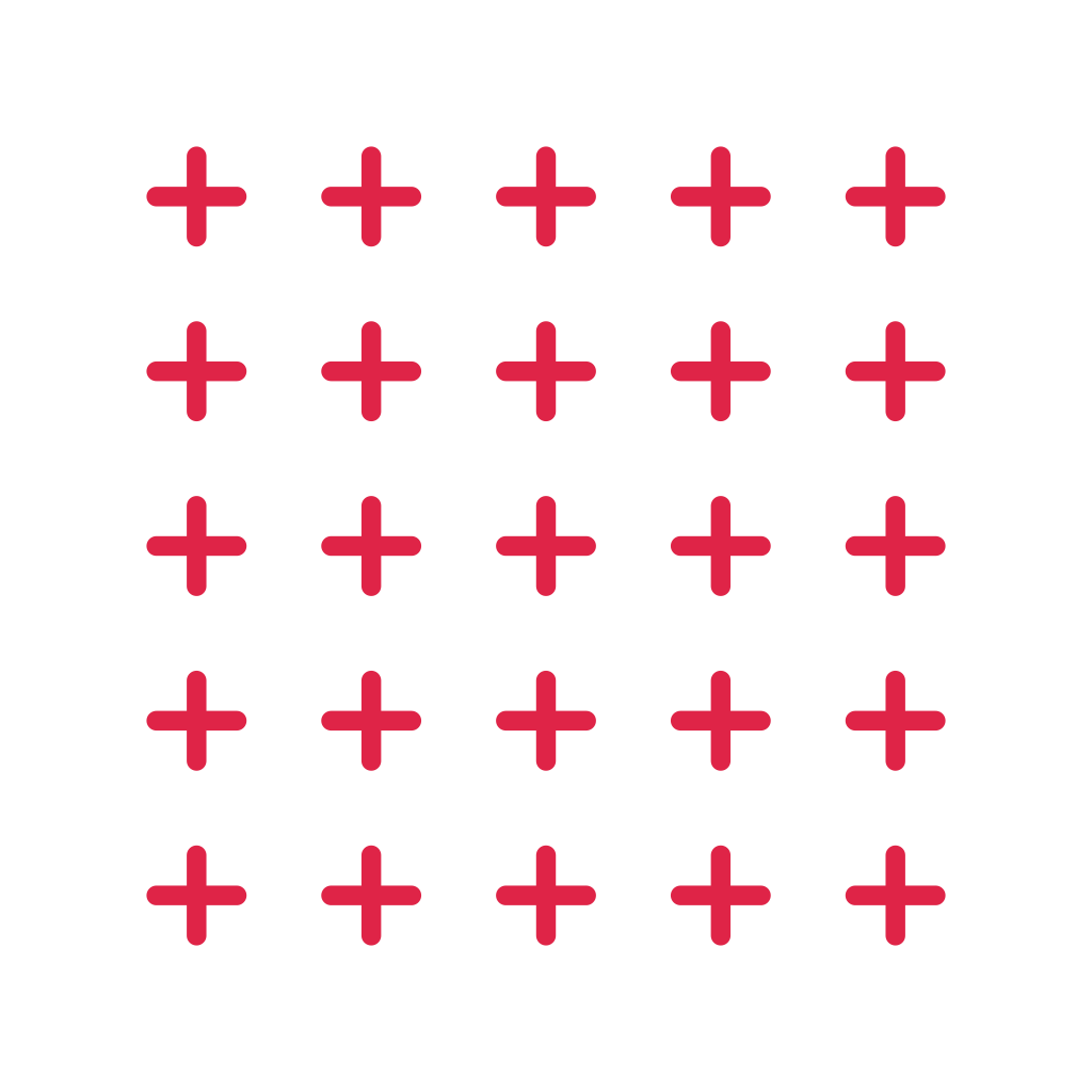 A 5 by 5 arrangement of cross grid marks leaves transparent space between the motifs.