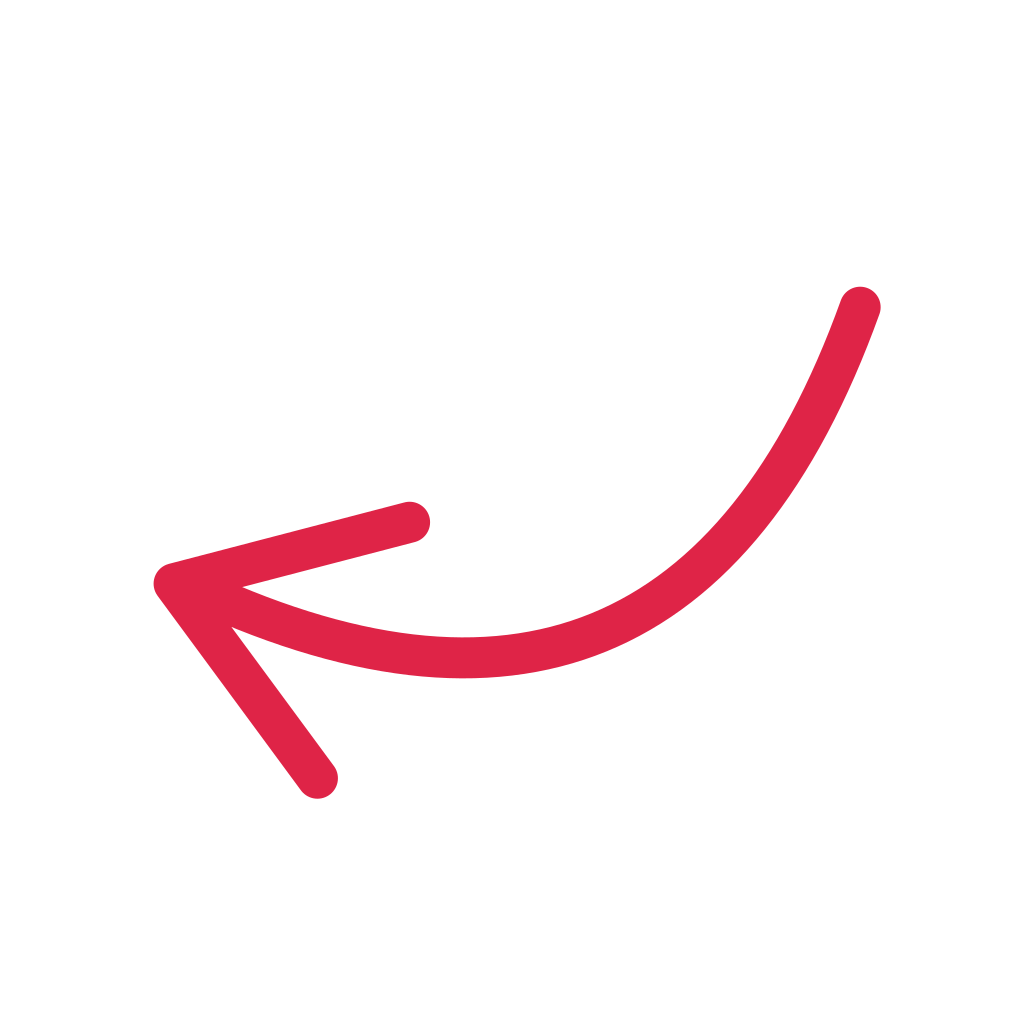 A curved arrow points left with open space around its edges.