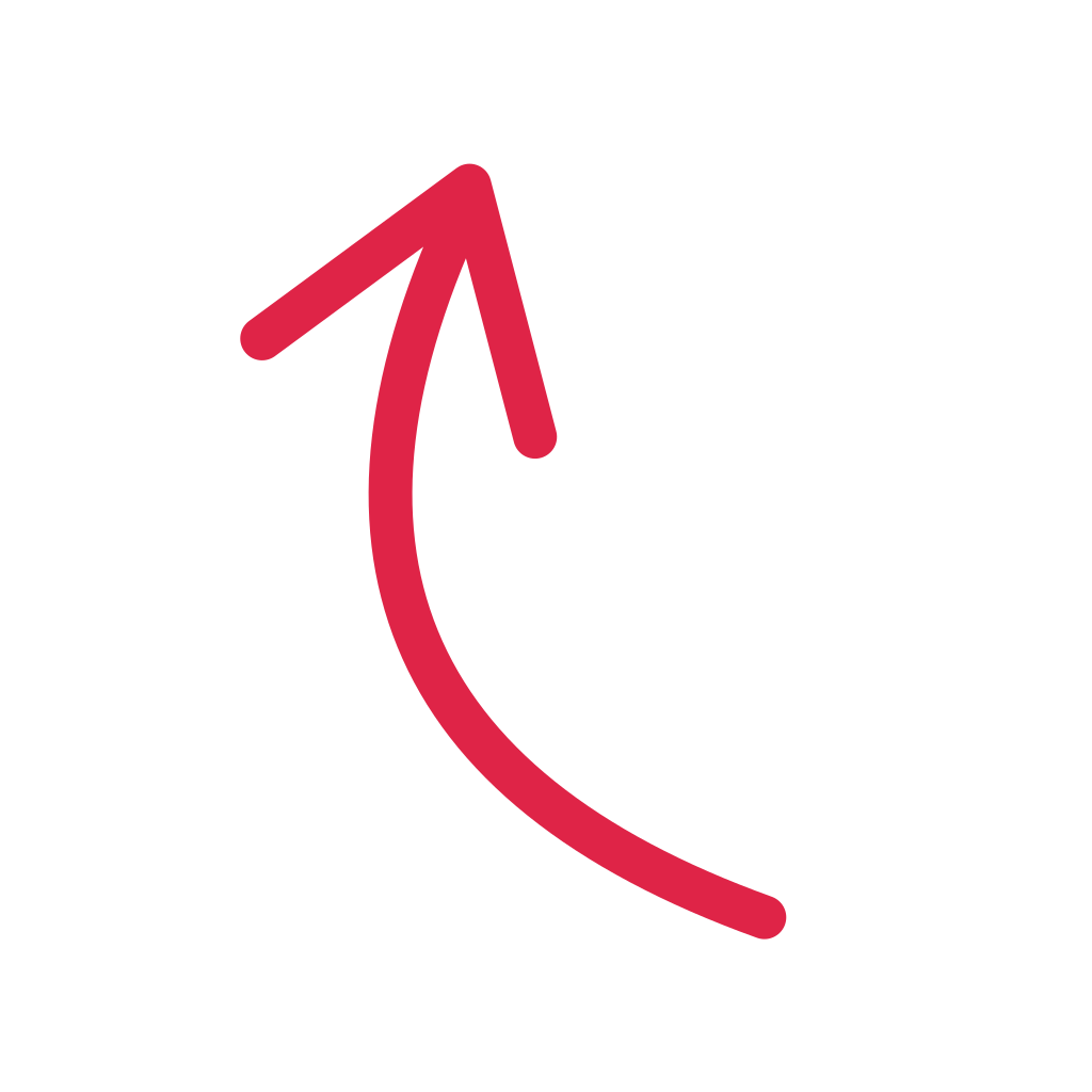 A curved arrow points up with open space around its edges.