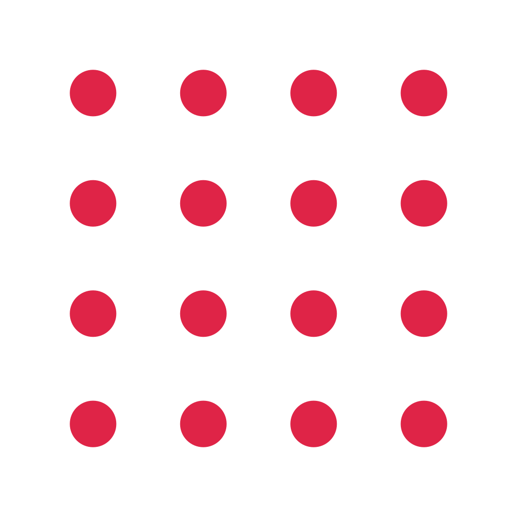 A 4 by 4 arrangement of dot grid marks leaves transparent space between the motifs.