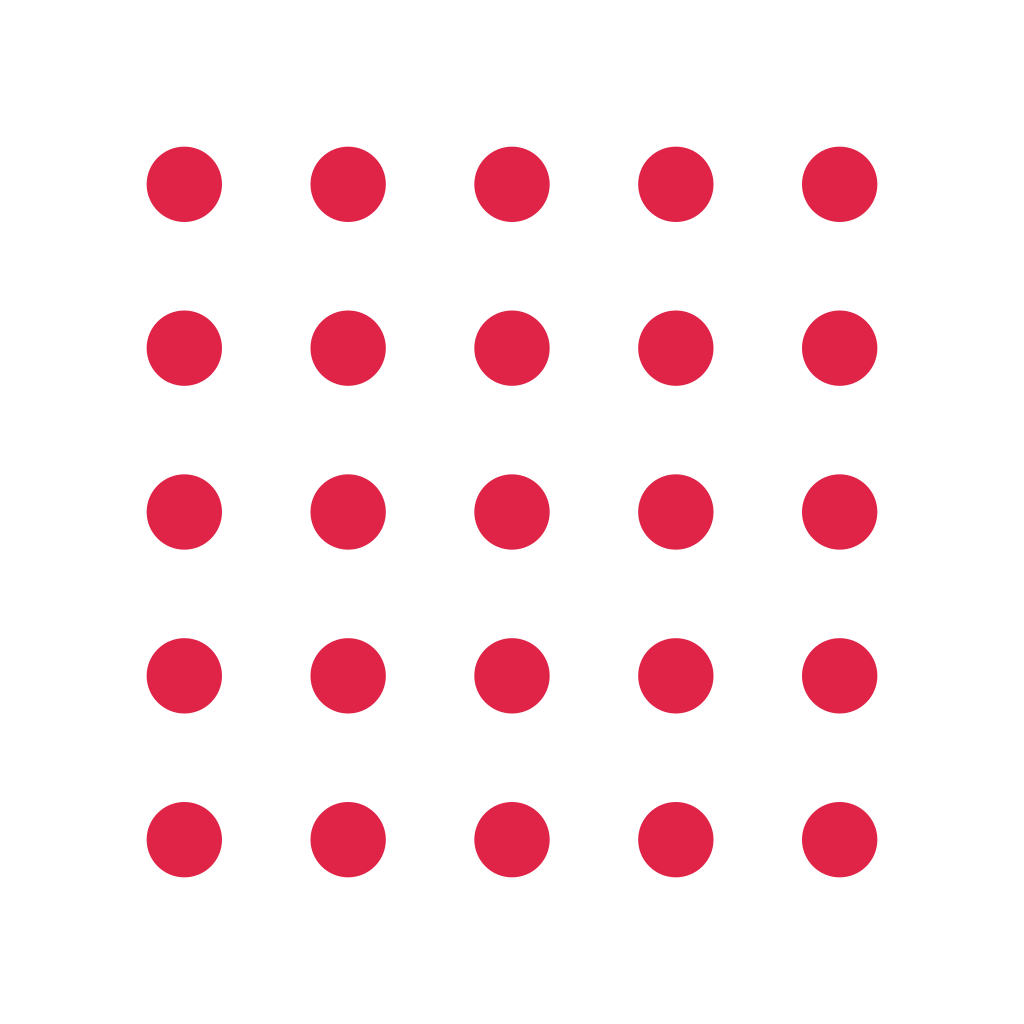 A 5 by 5 arrangement of dot grid marks leaves transparent space between the motifs.