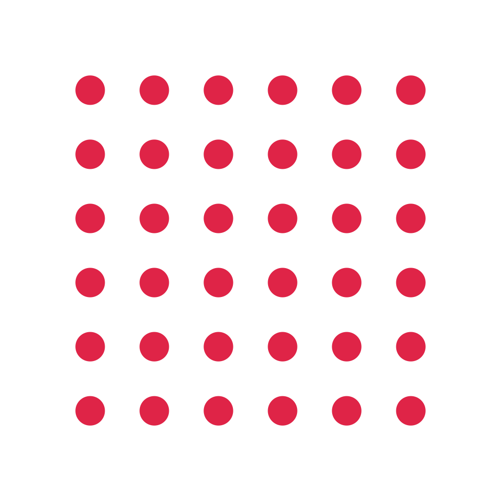 A 6 by 6 arrangement of dot grid marks leaves transparent space between the motifs.