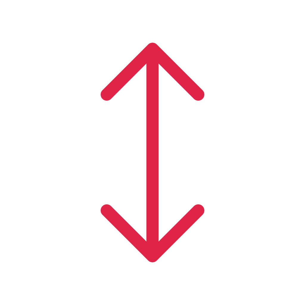 A double arrow points down with open space around its edges.