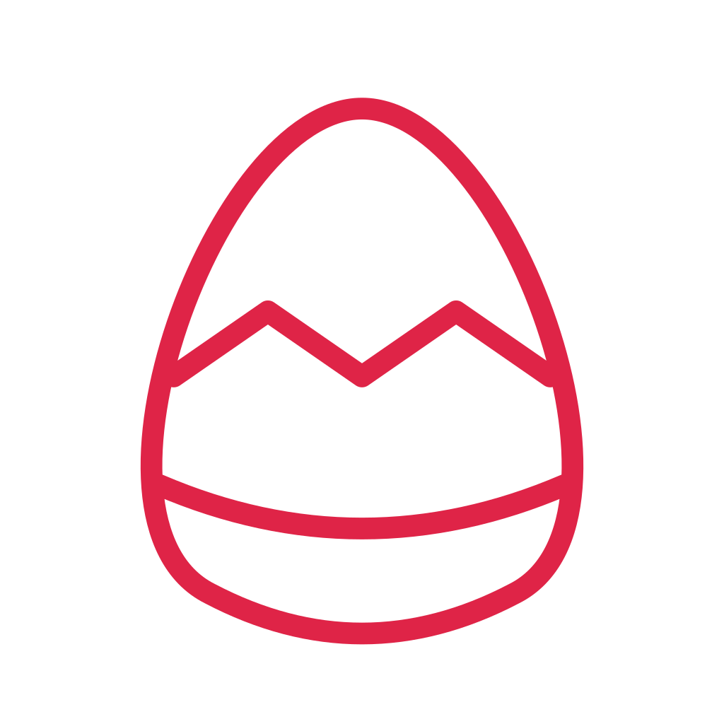 A tall egg outline contains a zigzag stripe and a curved lower band.