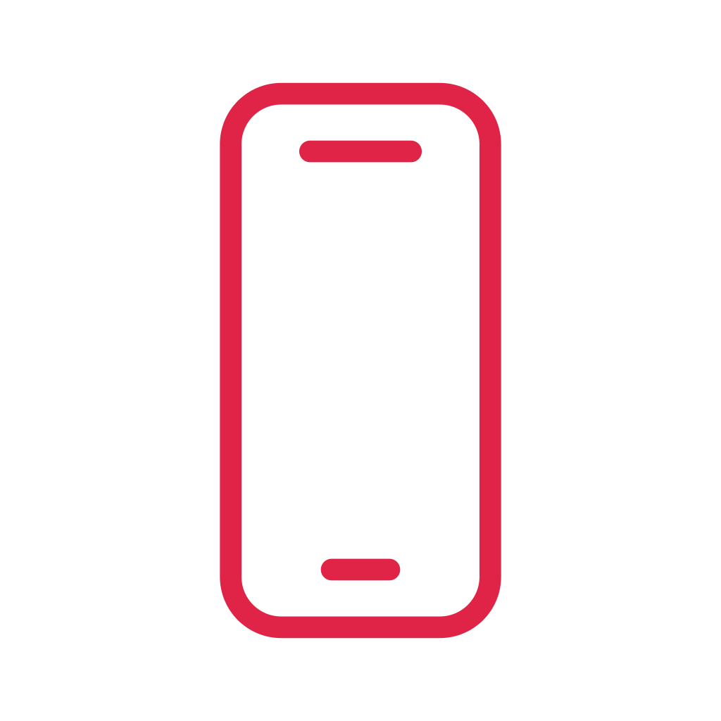 A slim rounded smartphone outline has a short speaker and bottom gesture bar.