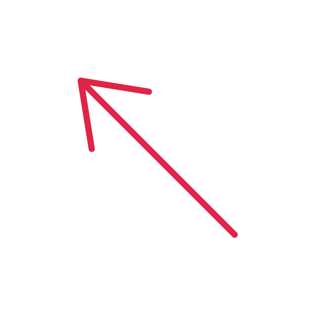 A slender arrow points up left with open space around its edges.