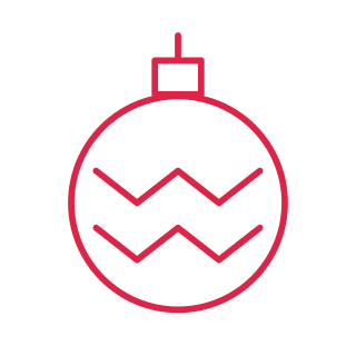 Round Christmas ornament with chevron pattern.