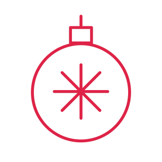 Round Christmas ornament with snow pattern.
