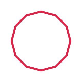 A 12 sided geometric frame uses a single fine outline.