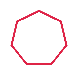 A 7 sided geometric frame uses a single fine outline.