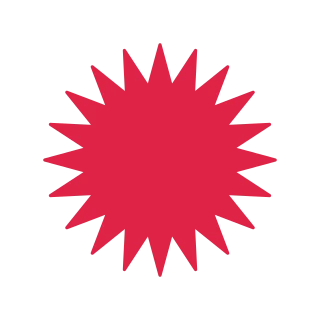 A sharp radial badge has 20 evenly spaced outward points.