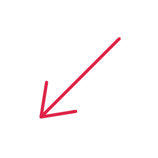 A slender arrow points down left with open space around its edges.