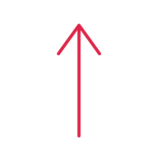 A slender arrow points up with open space around its edges.
