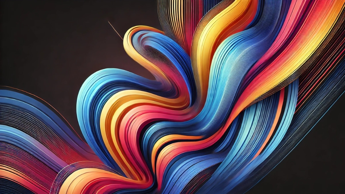 A striking abstract background with flowing, colorful waves creating a dynamic sense of movement and depth.
