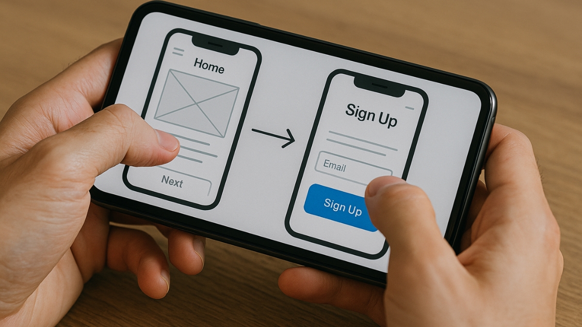 Mobile Wireframe Showing Sign-Up Flow