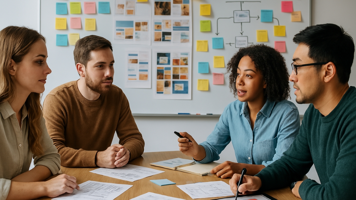 UX Team Collaborating on Interface Planning