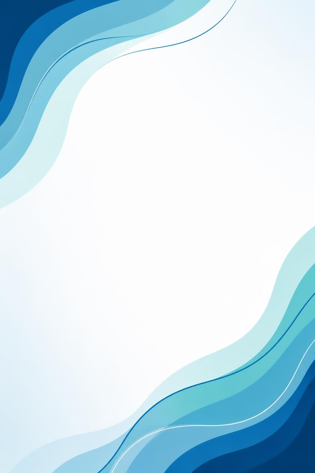 Blue layered wavy abstract background with light center and curved lines