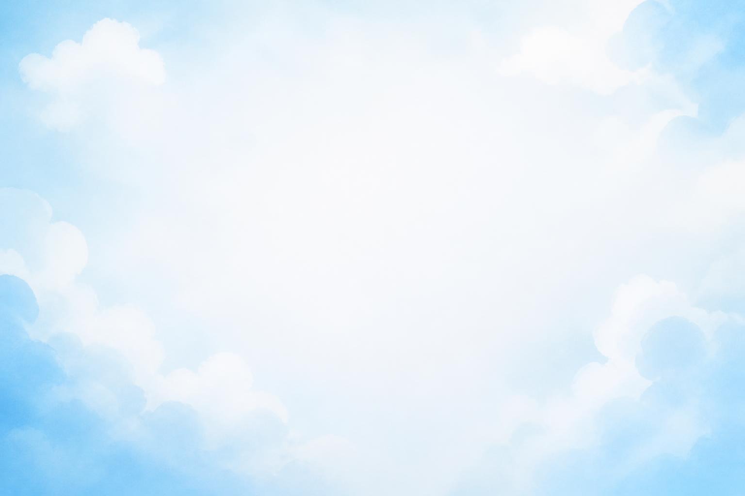 Light blue sky with fluffy white clouds framing a bright center