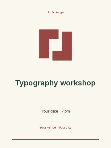 Typography workshop invitation template