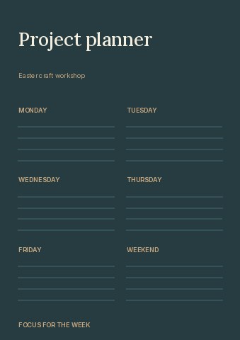 Easter craft workshop planner template planner template