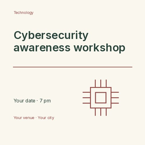 Cybersecurity awareness workshop social media post template